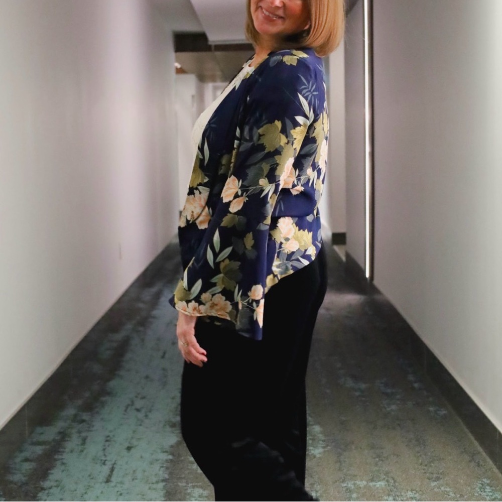Luna Floral Cropped Cardigan with Peplum sleeve